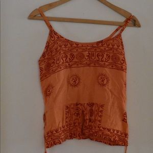 Orange prayer scarf crop top from Nepal, S